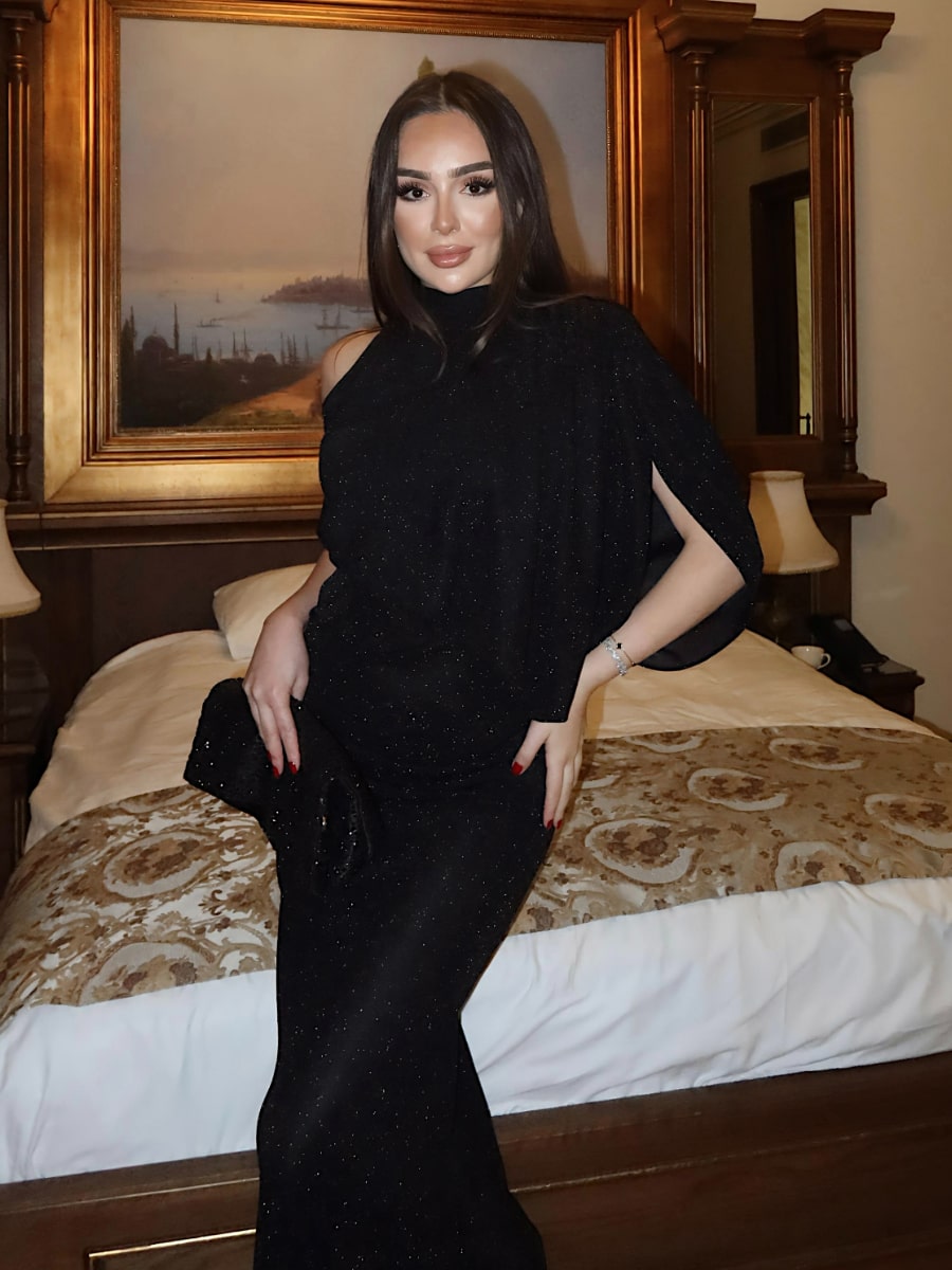 Shimmer Asymmetrical Draped One-Shoulder Bodycon Maxi Dress